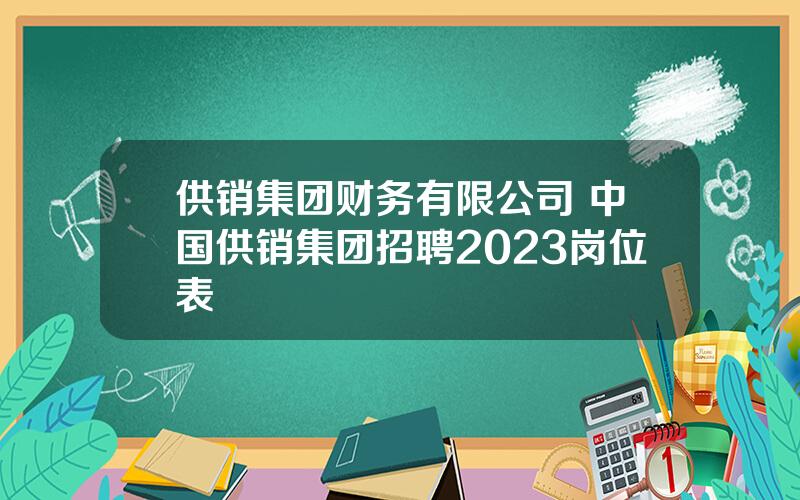 供销集团财务有限公司 中国供销集团招聘2023岗位表